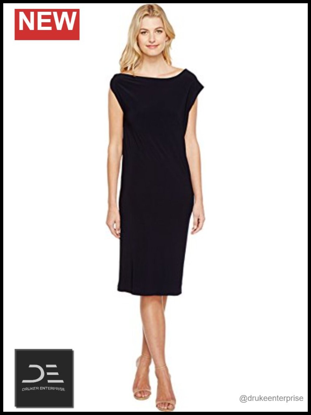 Women's Sheath Dress Boat Neck Short Sleeve Knee Length